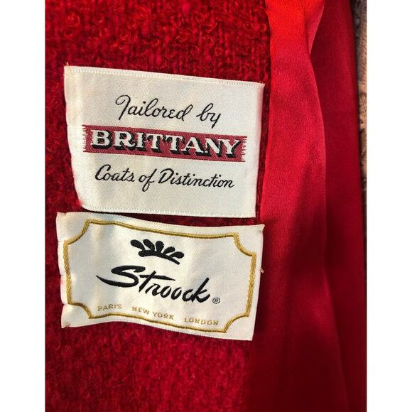 1960s Red Wool Mink Collar Brittany Stroock Full-Length Coat medium - Picture 13 of 17